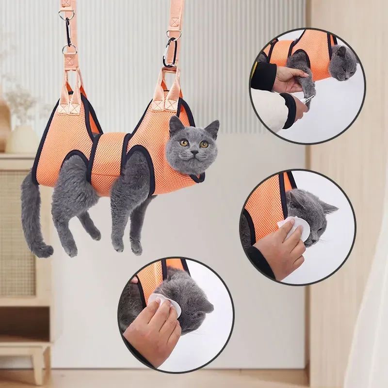 Cat Grooming Restraint Bag - Anti Scratch Bite Bathing & Nail Trimming Bag - SqueakyPet