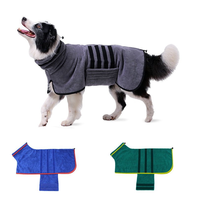 Cozy Adjustable Pet Bathrobe - Absorbent Drying Towel for Dogs & Cats - SqueakyPet