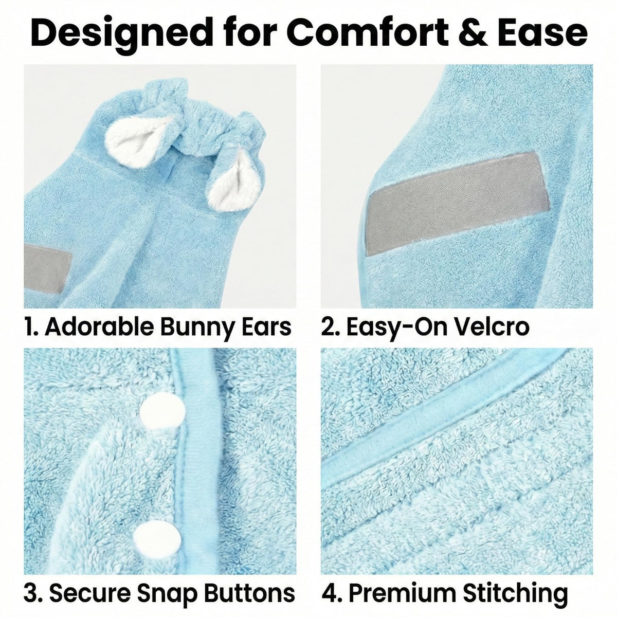 Cozy Hooded Pet Bathrobe – Fast-Drying Absorbent Towel Wrap for Dogs & Cats - SqueakyPet