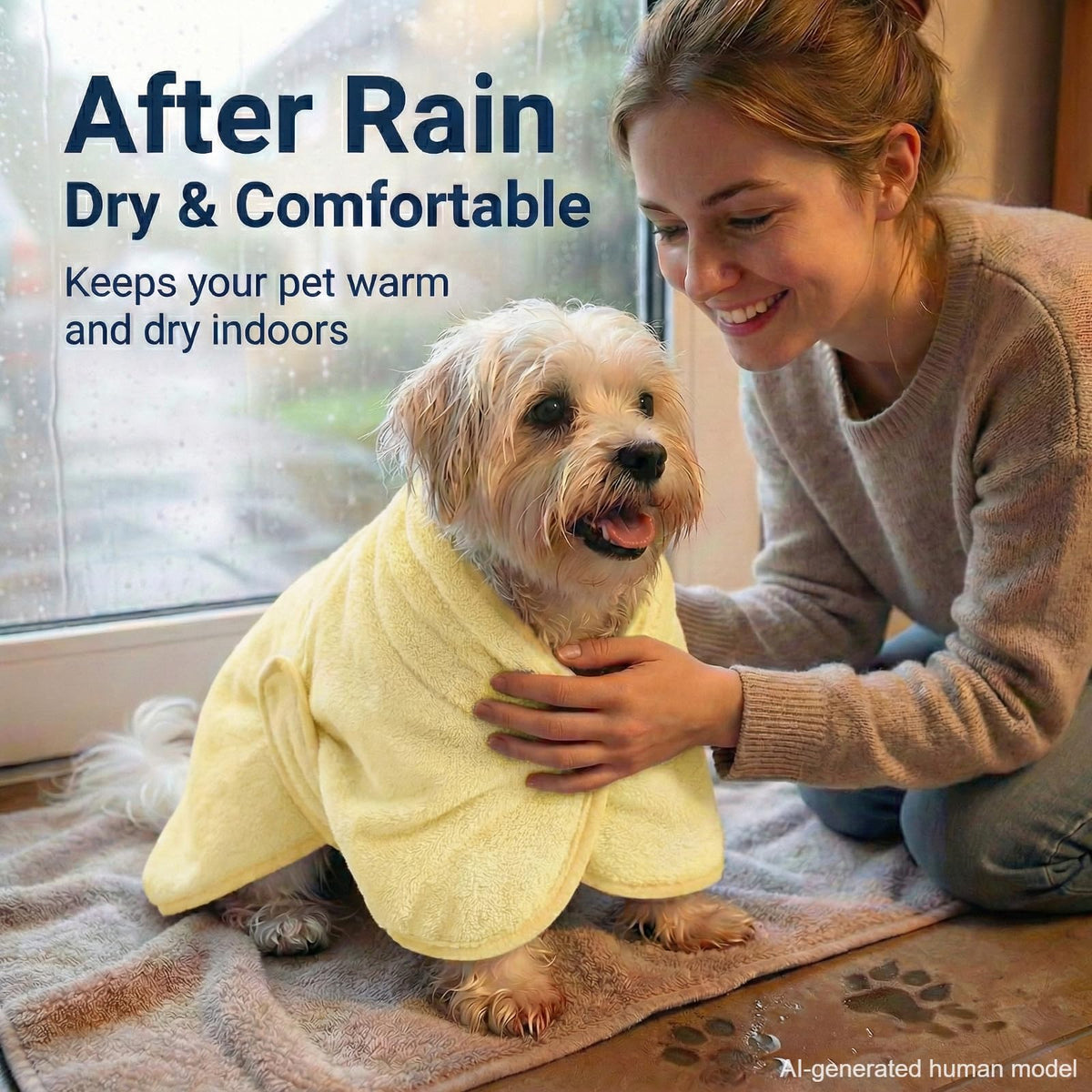 Cozy Hooded Pet Bathrobe – Fast-Drying Absorbent Towel Wrap for Dogs & Cats - SqueakyPet