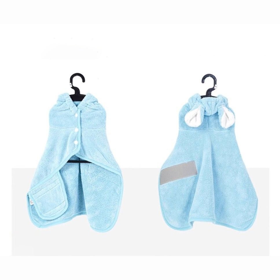 Cozy Hooded Pet Bathrobe – Fast-Drying Absorbent Towel Wrap for Dogs & Cats - SqueakyPet