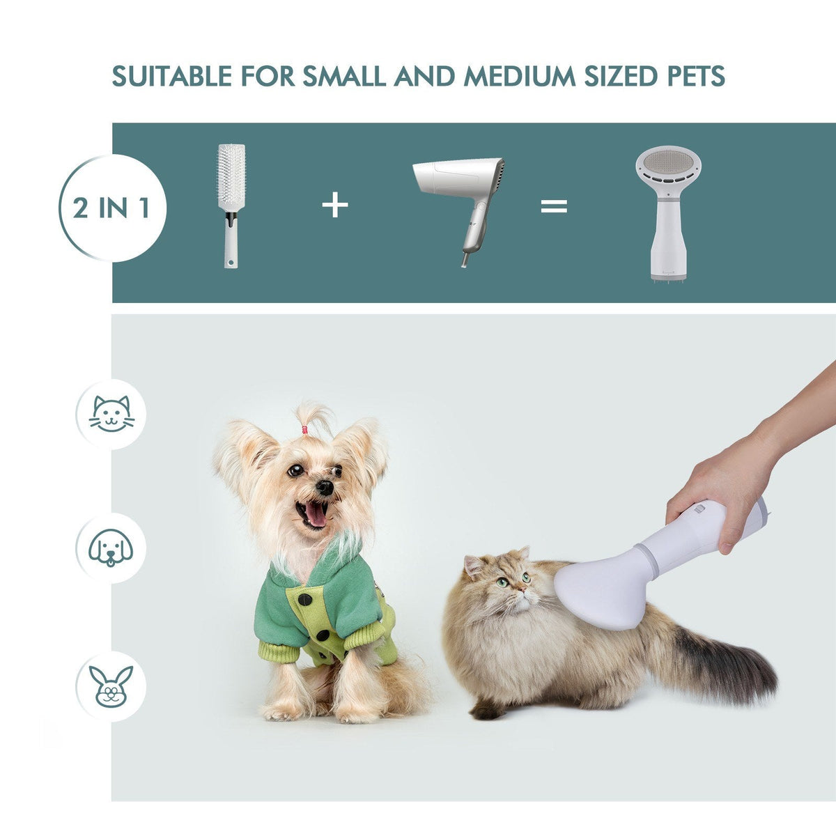 Dadypet 2-in-1 Pet Hair Dryer & Slicker Brush - SqueakyPet