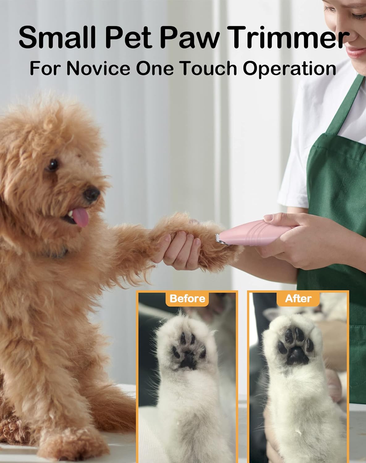 Dog Paw Trimmer For Grooming Cordless Electric Small Pet Grooming Clippers Hair Trimmer For Dogs Cats Low Noise For Trimming Pet's Hair Around Paws, Eyes Ears Face Rump - SqueakyPet
