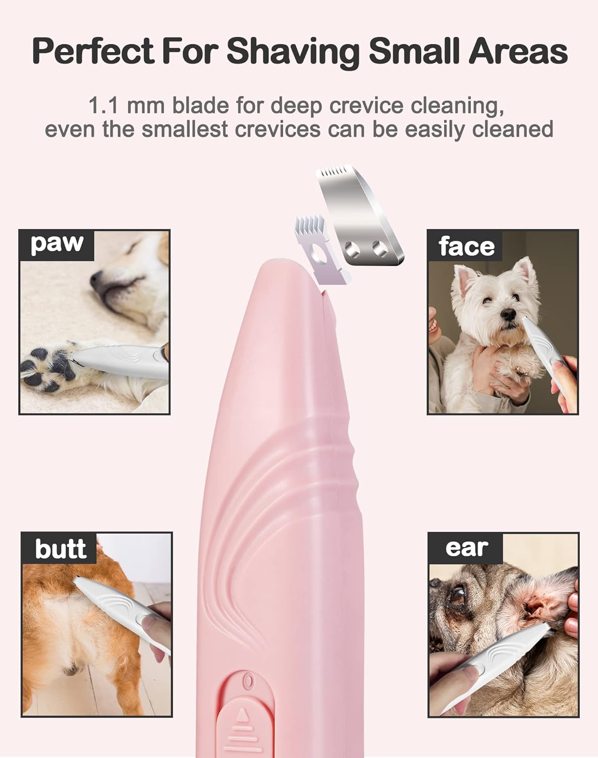 Dog Paw Trimmer For Grooming Cordless Electric Small Pet Grooming Clippers Hair Trimmer For Dogs Cats Low Noise For Trimming Pet's Hair Around Paws, Eyes Ears Face Rump - SqueakyPet