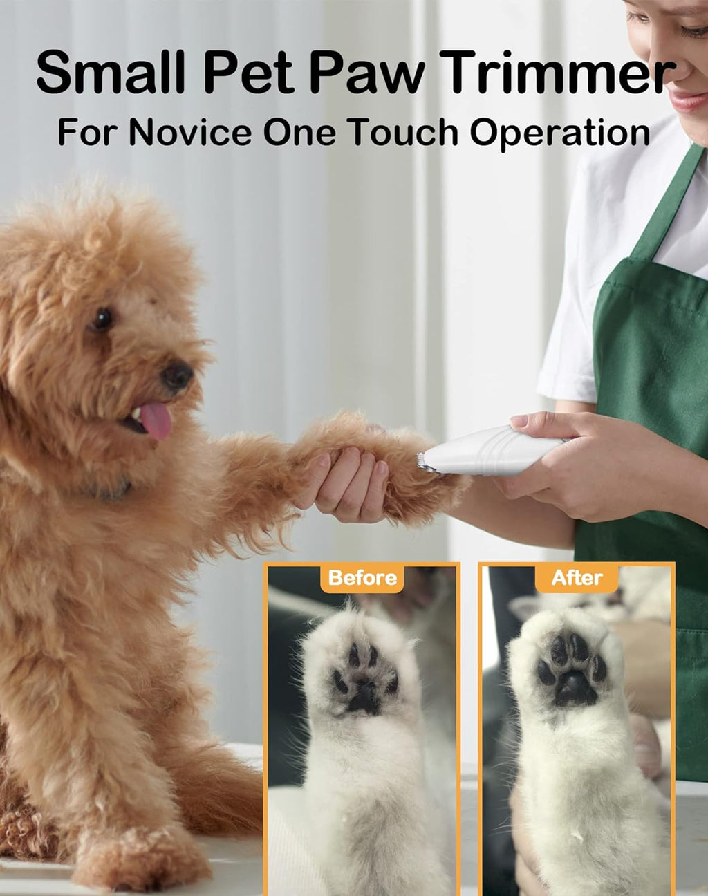Dog Paw Trimmer For Grooming Cordless Electric Small Pet Grooming Clippers Hair Trimmer For Dogs Cats Low Noise For Trimming Pet's Hair Around Paws, Eyes Ears Face Rump - SqueakyPet