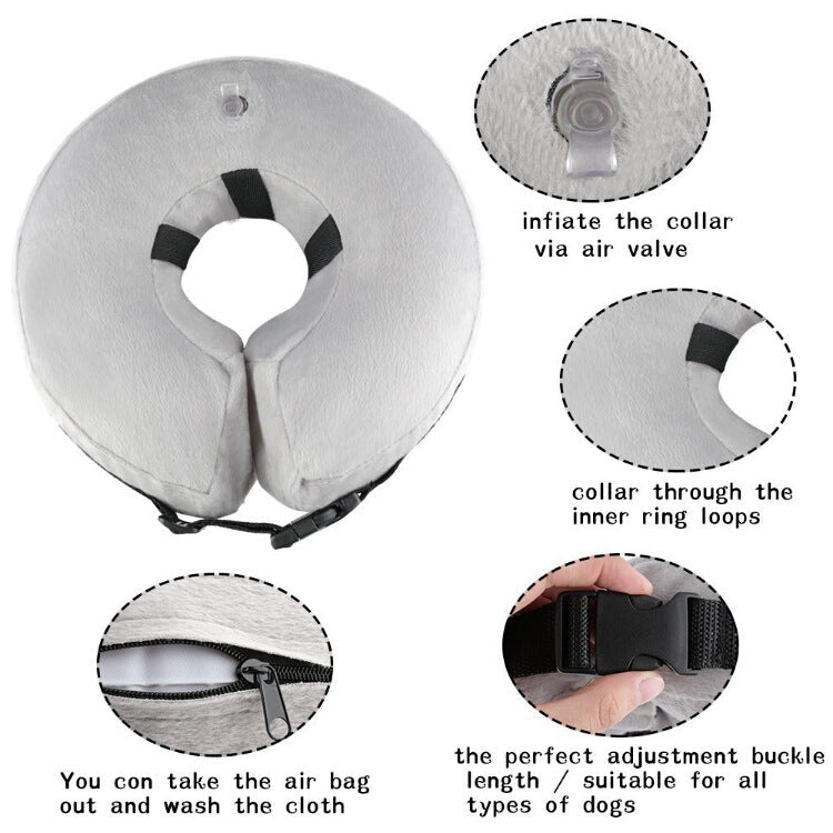 Inflatable Pet Protective Collar – Soft Recovery Cone for Dogs & Cats - SqueakyPet