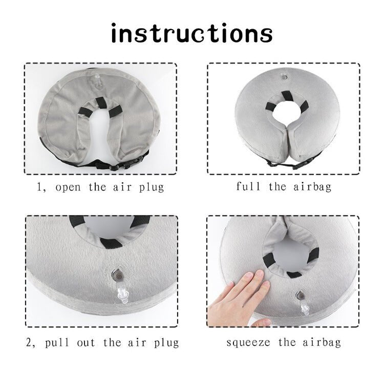 Inflatable Pet Protective Collar – Soft Recovery Cone for Dogs & Cats - SqueakyPet