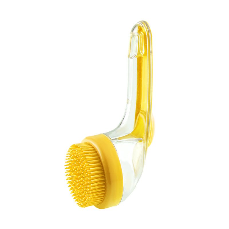 Long Handle Pet Bath Brush with Shampoo Dispenser - Soft Bristle Dog Grooming Comb - SqueakyPet