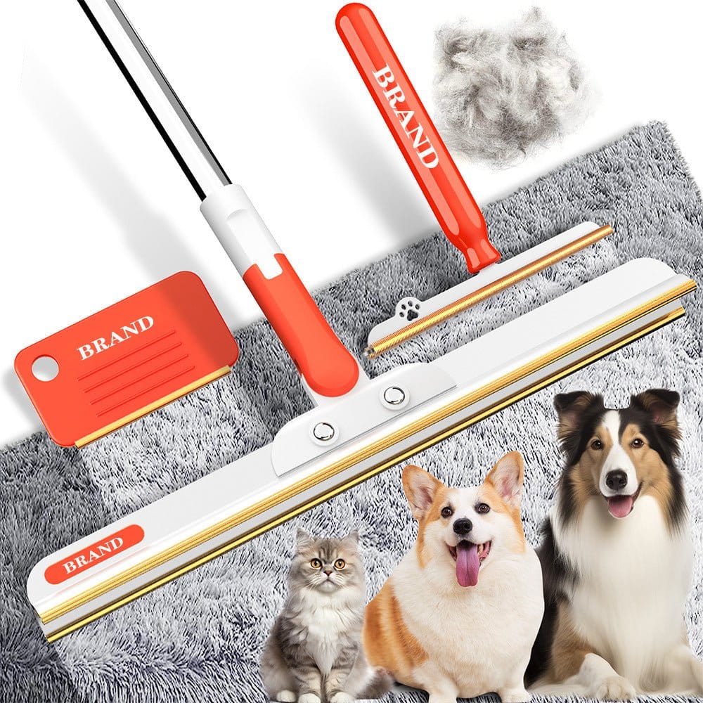 Long-Handled Pet Hair Removal Brush - Cat & Dog Grooming Tool - SqueakyPet