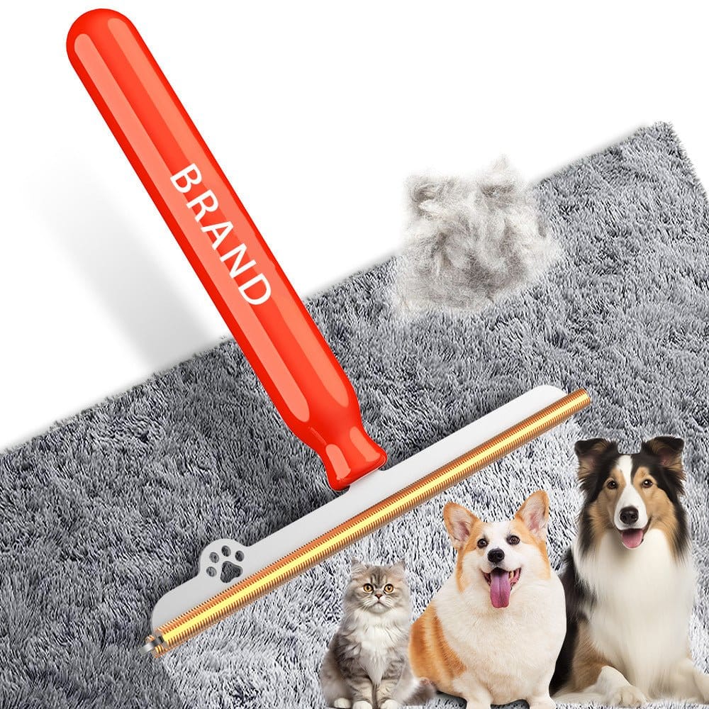 Long-Handled Pet Hair Removal Brush - Cat & Dog Grooming Tool - SqueakyPet
