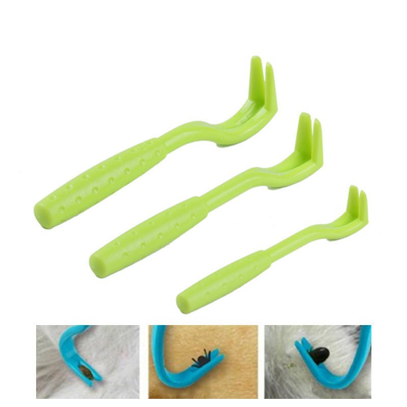 Pet Tick Remover Tool Set - 3pcs Flea & Lice Removal Hook Comb for Dogs, Cats & Kittens - SqueakyPet