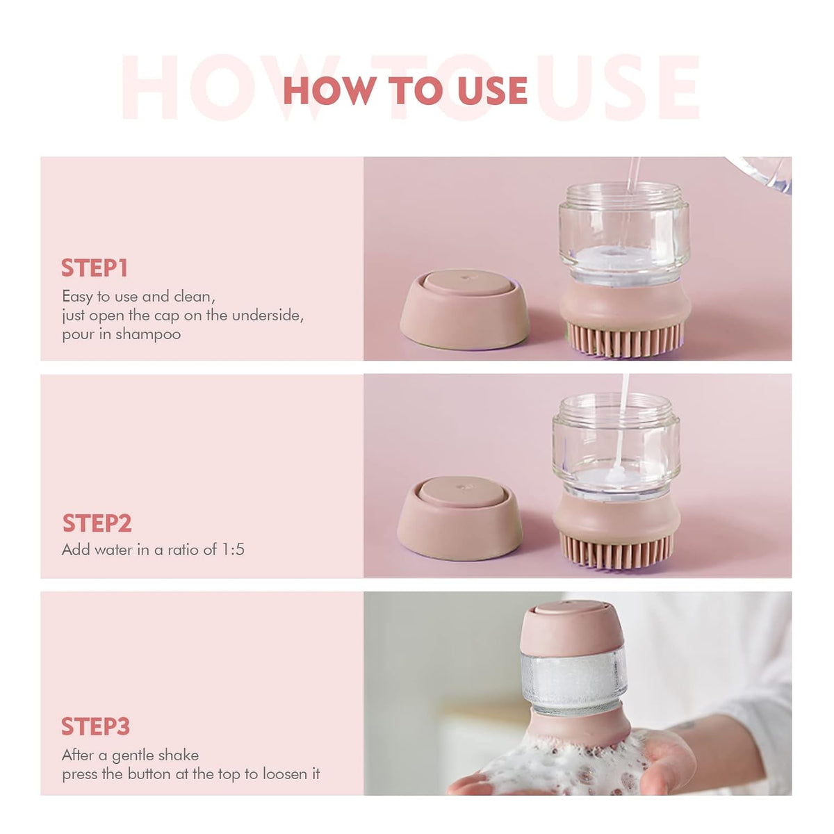 Silicone Pet Bath Brush with Shampoo Dispenser - Double-Sided Massage Brush for Cats & Dogs - SqueakyPet