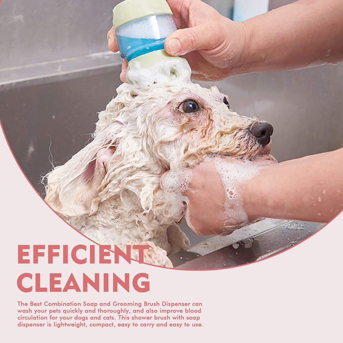 Silicone Pet Bath Brush with Shampoo Dispenser - Double-Sided Massage Brush for Cats & Dogs - SqueakyPet