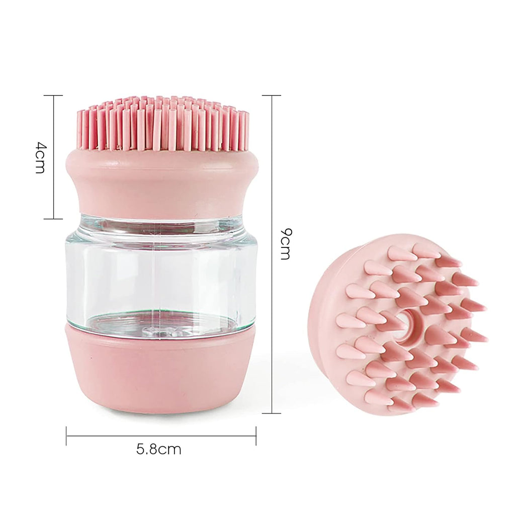 Silicone Pet Bath Brush with Shampoo Dispenser - Double-Sided Massage Brush for Cats & Dogs - SqueakyPet