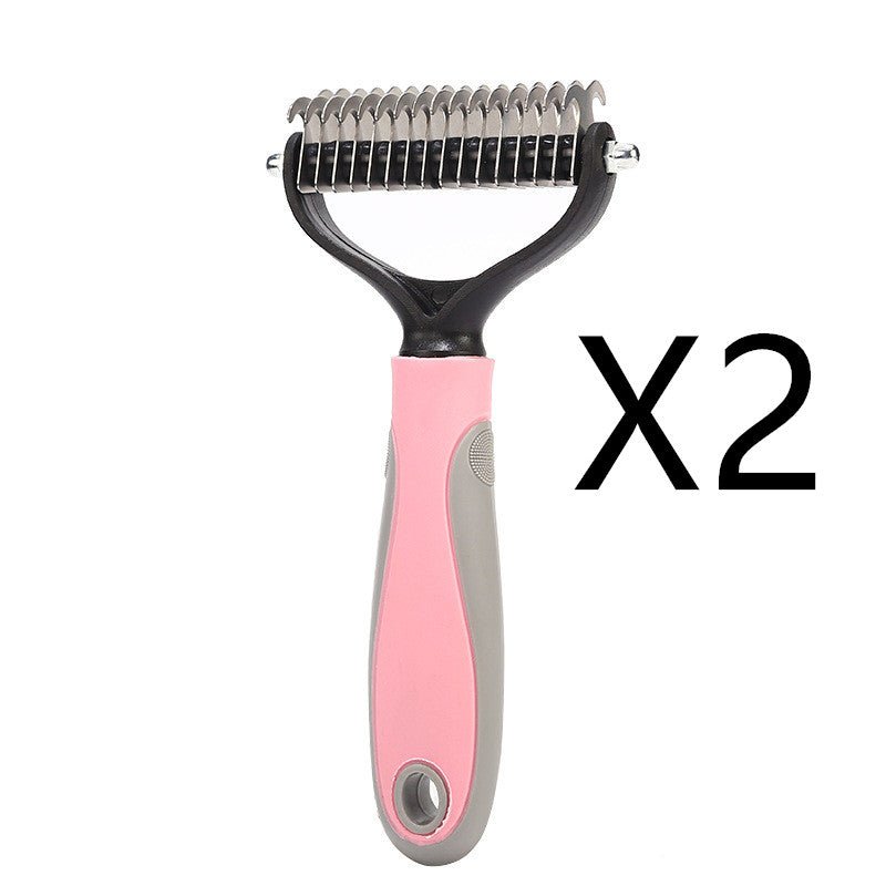 Stainless Double-sided Pet Brush Hair Removal Comb Grooming Dematting Dog Grooming Shedding Tools - SqueakyPet