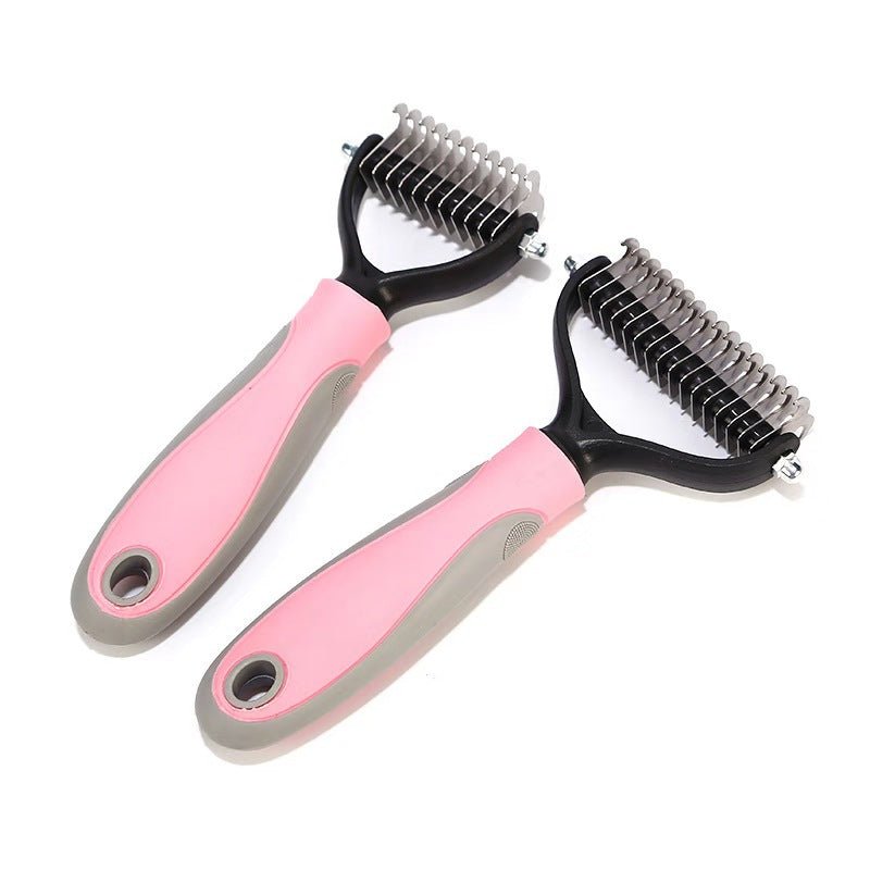 Stainless Double-sided Pet Brush Hair Removal Comb Grooming Dematting Dog Grooming Shedding Tools - SqueakyPet