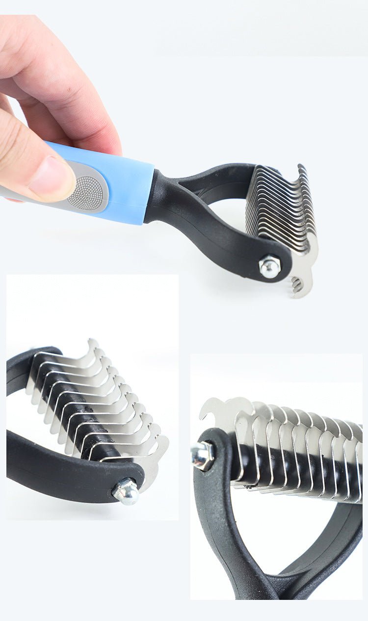 Stainless Double-sided Pet Brush Hair Removal Comb Grooming Dematting Dog Grooming Shedding Tools - SqueakyPet