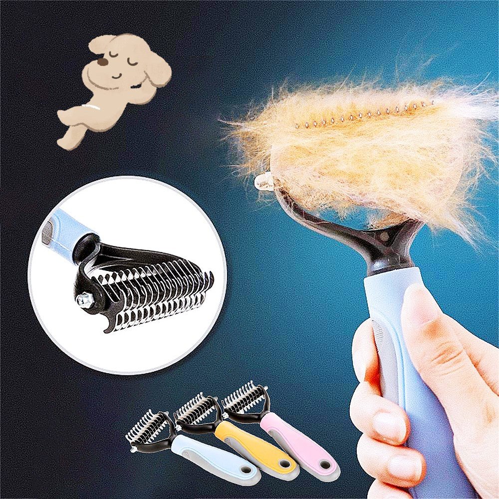 Stainless Double-sided Pet Brush Hair Removal Comb Grooming Dematting Dog Grooming Shedding Tools - SqueakyPet